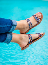 Load image into Gallery viewer, Aztec Blue Sandals

