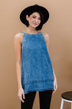 Load image into Gallery viewer, Doe &amp; Rae Forever Young Mineral Wash Denim Sleeveless Top
